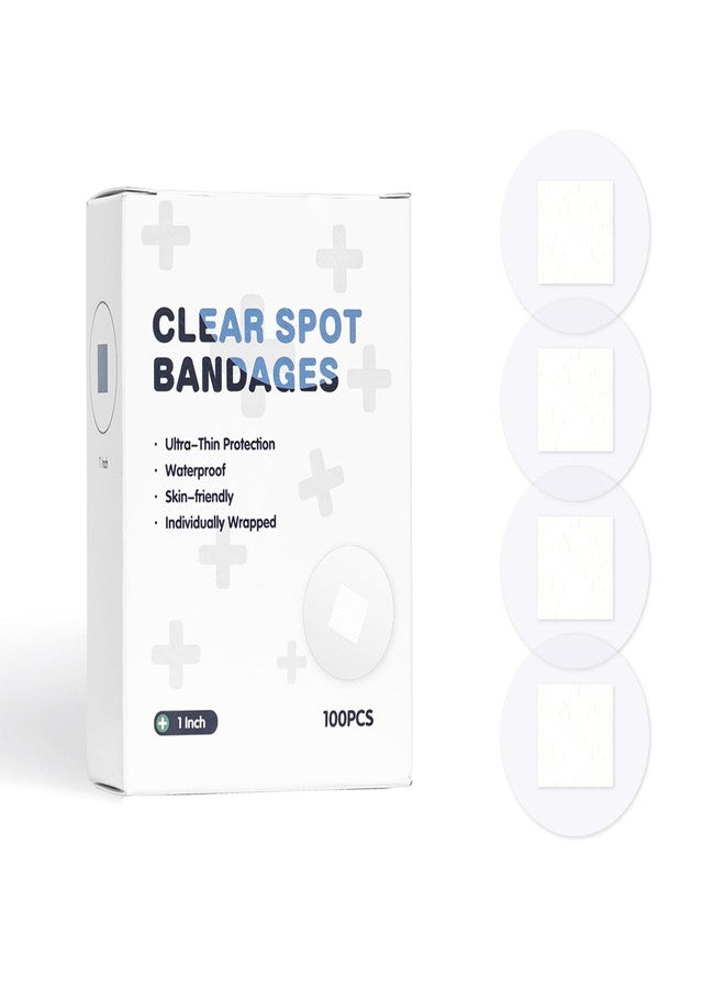 AndicAge 100pcs Adhesive Spot Bandage 1 Inch Clear Round Adhesive Bandages with Non-Stick Pad for Hands, Arms Small Wounds, 1 Box - Image 1
